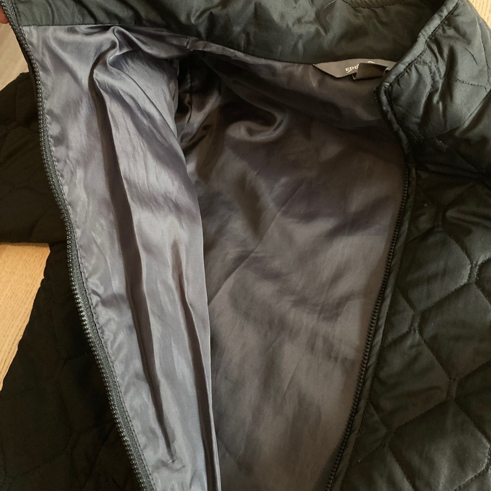 Eddie Bauer Jacket Womens L Black Quilted Puffer Full Zip Mock Neck Lightweight - Picture 4 of 14